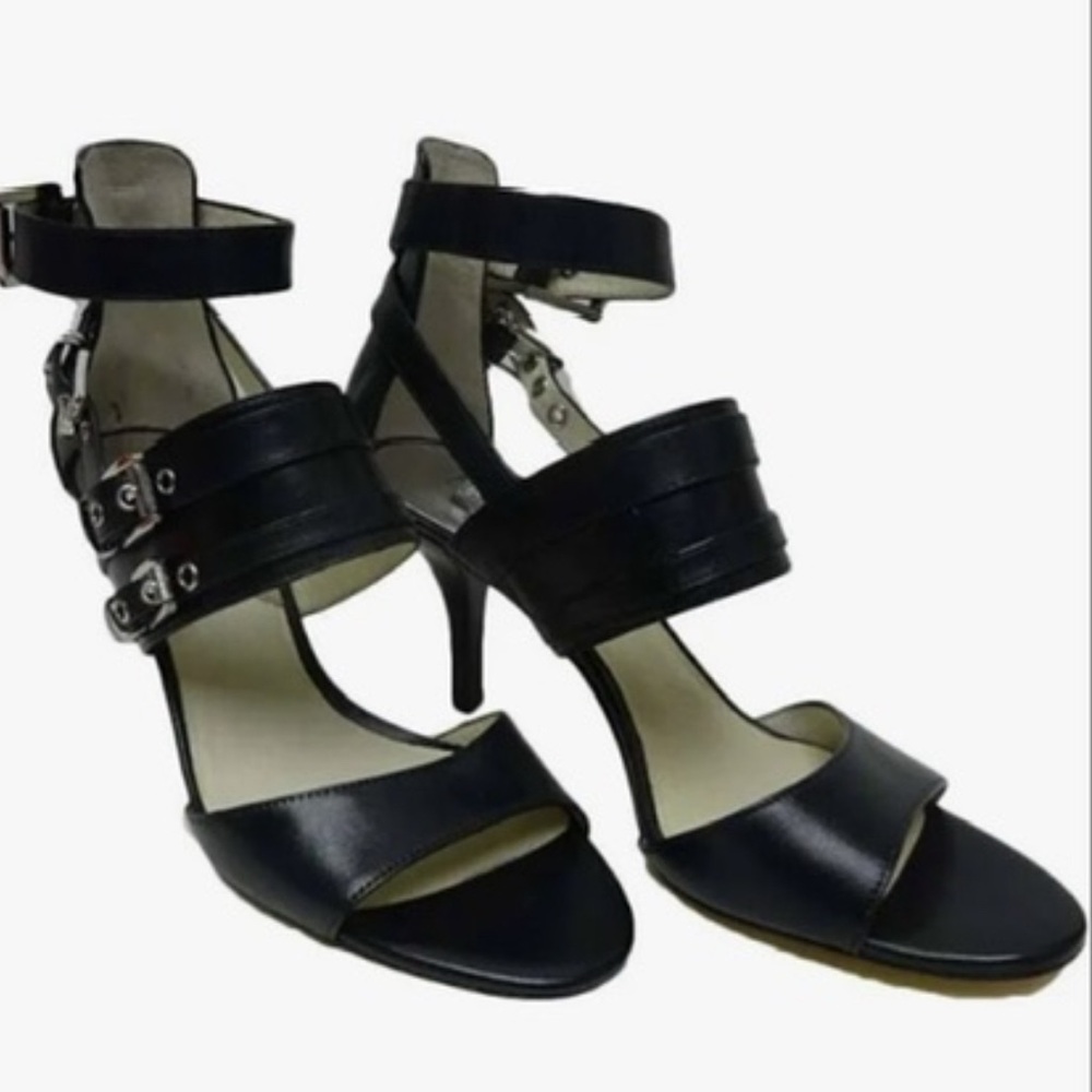 Michael Kors Cassie Mid Leather High Heels - Elegant Black Strappy Heels